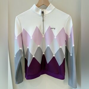 Ping Women’s Argyle Quarter-Zip Pullover for Golf